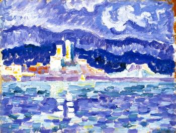 (image for) Handmade oil painting Copy paintings of famous artists Paul Signac's painting, The Storm, Antibes